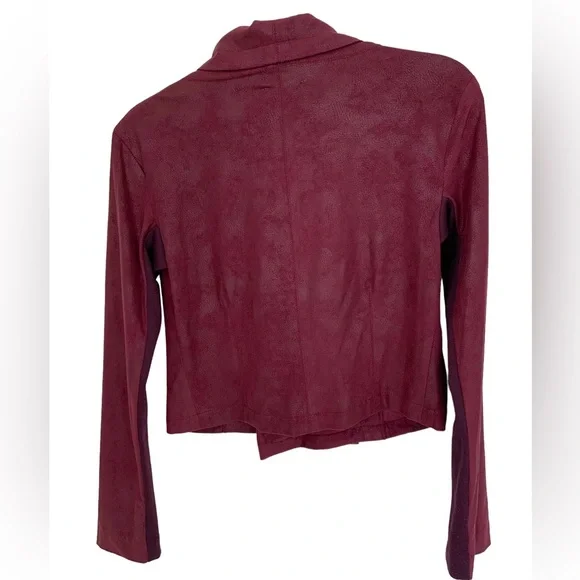 Georgie Faux Leather Cropped Moto Jacket Burgundy Size XS - Picture 4 of 6
